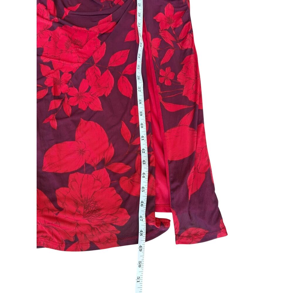 Taylor Women’s Purple/Red Long Sleeve Ruched Maxi Foral Dress, Size 4 - Picture 14 of 16